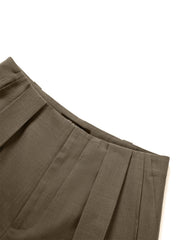 Women's Pleated Cropped Straight-Leg Pants