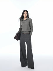 Women's Wide-Leg Suit Trousers with Belt