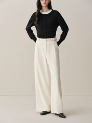 Women's Wide-Leg Pants with Self-Fabric Belt