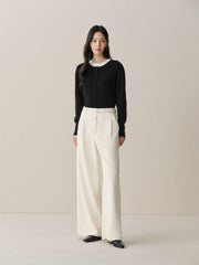 Women's Wide-Leg Pants with Self-Fabric Belt