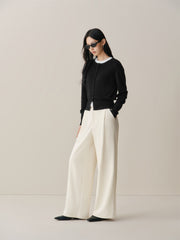 Women's Wide-Leg Pants with Self-Fabric Belt