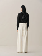 Women's Wide-Leg Pants with Self-Fabric Belt