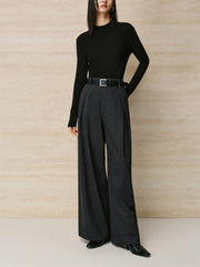 Women's Brushed Pleated Wide-Leg Pants