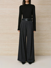 Women's Brushed Pleated Wide-Leg Pants