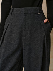 Women's Brushed Pleated Wide-Leg Pants