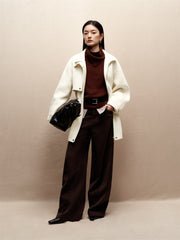 Women's Oversized Chenille Curved-Leg Pants