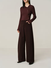 Women's Oversized Chenille Curved-Leg Pants