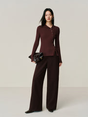 Women's Oversized Chenille Curved-Leg Pants