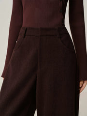 Women's Oversized Chenille Curved-Leg Pants