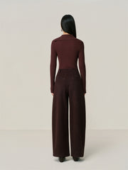 Women's Oversized Chenille Curved-Leg Pants