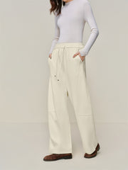 Women's Drawstring-Waist Oversized Curved-Leg Pants