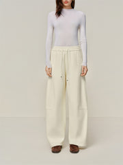 Women's Drawstring-Waist Oversized Curved-Leg Pants