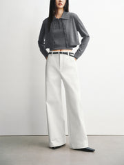 Women's Basic Wide-Leg Casual Pants with Belt