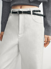 Women's Basic Wide-Leg Casual Pants with Belt
