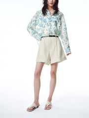 Women's High-Waisted Cuffed Shorts with Belt