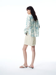 Women's High-Waisted Cuffed Shorts with Belt