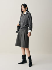 Women's Gray Wide-Leg Tailored Shorts
