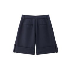 Women's High-Waist Shorts with Rolled Hem