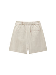 Women's Casual Linen Pleated Shorts