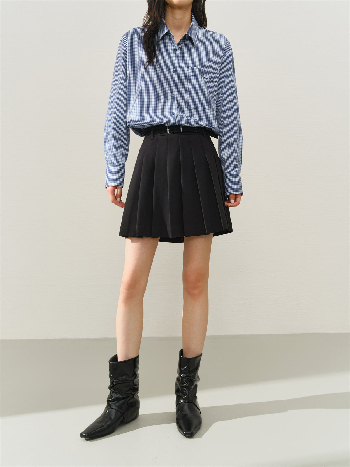 Women's High-Waist Pleated Short Skirt