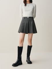 Women's Wool-Blend Pleated Short Skirt