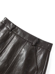 Women's PU A-Line Skirt with Detachable Belt