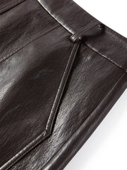 Women's PU A-Line Skirt with Detachable Belt