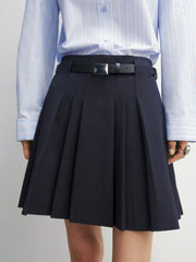 Women's Wool-Blend Pleated A-Line Mini Skirt