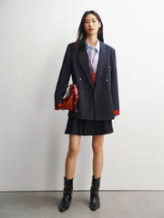 Women's Wool-Blend Pleated A-Line Mini Skirt