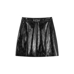 Women's Commuter Textured PU Mini Skirt