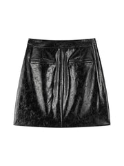 Women's Commuter Textured PU Mini Skirt