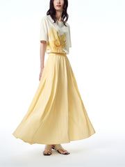 Women's Textured Pleated A-Line Maxi Skirt