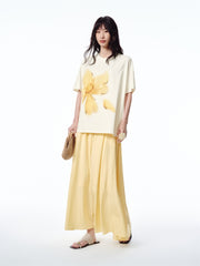 Women's Textured Pleated A-Line Maxi Skirt