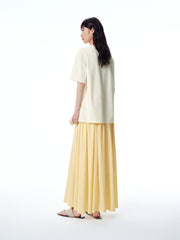 Women's Textured Pleated A-Line Maxi Skirt