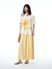 Women's Textured Pleated A-Line Maxi Skirt