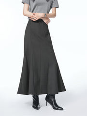 Women's Grey Sheep Wool Maxi Mermaid Skirt