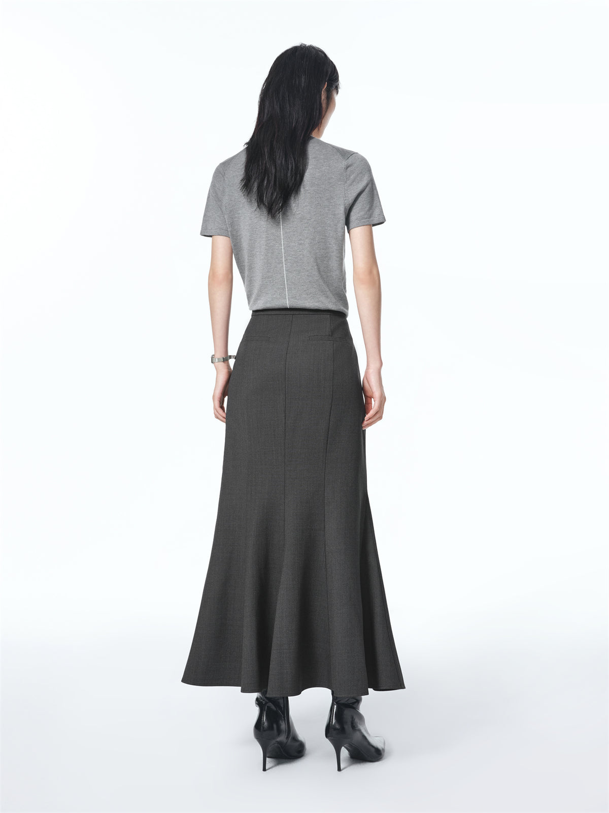 Women's Grey Sheep Wool Maxi Mermaid Skirt