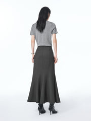 Women's Grey Sheep Wool Maxi Mermaid Skirt