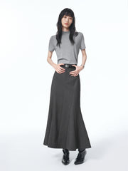 Women's Grey Sheep Wool Maxi Mermaid Skirt