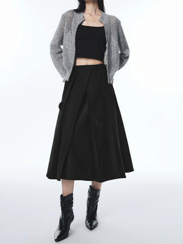 *US Final Sale* Women's 3D Floral Pleated A-Line Skirt