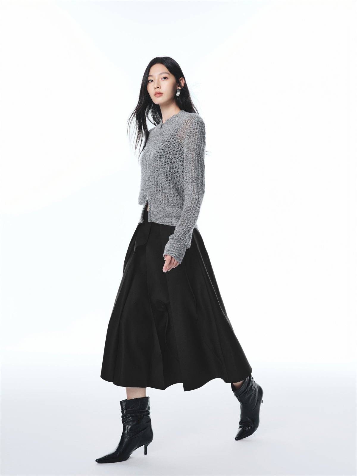 Women's 3D Floral Pleated A-Line Skirt