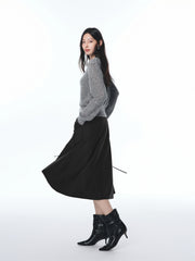 Women's 3D Floral Pleated A-Line Skirt