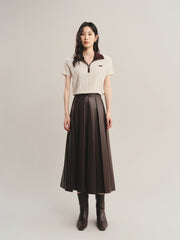 Women's PU Pleated Skirt
