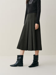 Women's High-Waist Pleated Midi Skirt