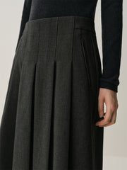 Women's High-Waist Pleated Midi Skirt