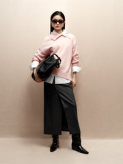 Women's Asymmetric-Slit Midi Skirt