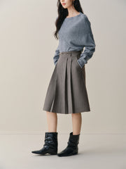 Women's Knee-Length Pleated Skirt