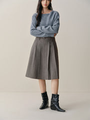 Women's Knee-Length Pleated Skirt