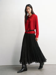 Women's Black Mesh Maxi Skirt