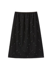 Women's Elegant Beaded Mesh A-Line Midi Skirt